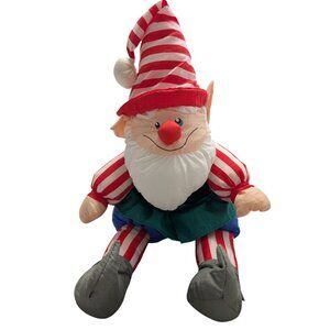 Younkers Santa Clause Elf sitting Nylon stuffed toy puffy colorful rare find